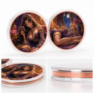 Lot de 2 pièces de 1 oz en cuivre, ensemble de pièces jumelles imprimées en 2D, motif Carte de Tarot, Déesse, Lune, Château, Floral, pour collection d'art fantastique et cadeau - Product Image 2