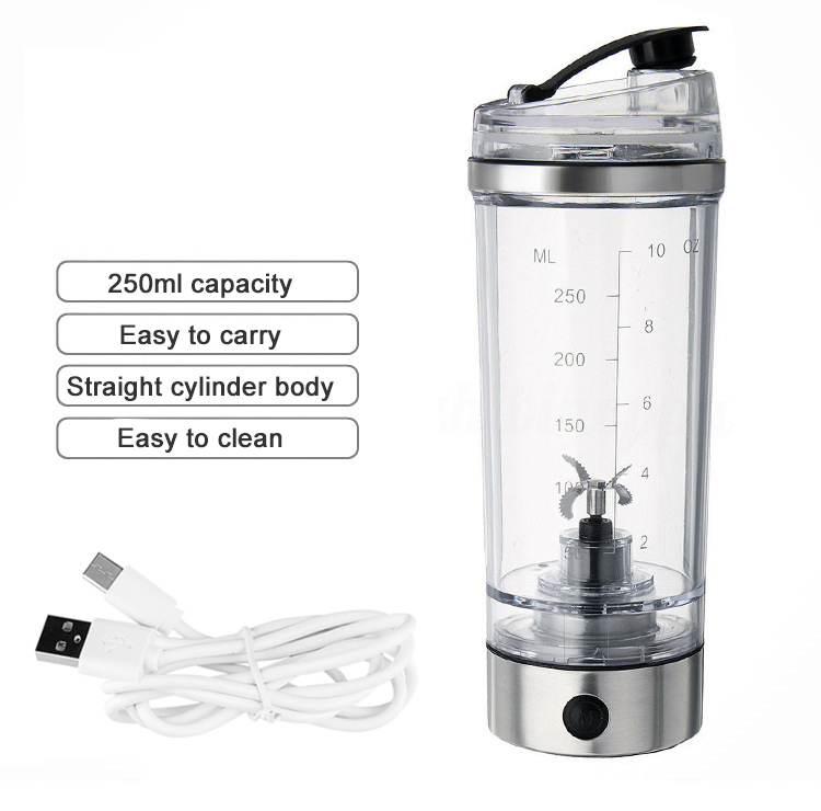 amazon top seller 2021 250ml USB rechargeable battery blade mixing cup protein powder automatic electric shaker