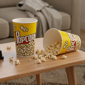 Gobelet à popcorn de supermarché, diamètre 110 mm, pliable, emballage personnalisé en papier pour popcorn, gobelet de rangement - Product Image 6