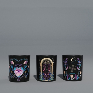 C&amp;H Spiritual Love Scented <strong>Candle</strong> Glass <strong>Candle</strong> Jar <strong>Gothic</strong> Art Black Jar <strong>Candle</strong> with Crystal &amp; Floral Accent for Home Decoration - Product Image 2