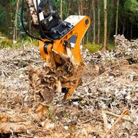 Cisaille hydraulique pour souches d'arbres, déchiqueteur de racines, machine de découpe, moteur et roulement pour excavatrices forestières de 10 à 25 tonnes