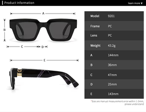 แว่นกันแดดแฟชั่นหรูหราดีไซน์เนอร์สไตล์เรโทรทรงสี่เหลี่ยมทันสมัยสำหรับผู้หญิงผู้ชาย ป้องกันแสงสีฟ้า - Product Image 4