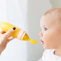 Nouveau design nouveau-né Silicone bébé nourriture biberon cuillère Silicone bébé presser distribution cuillère mangeoire
