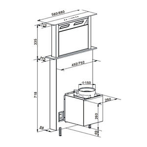 Cappa Aspirante a <span class=keywords><strong>Tiraggio</strong></span> Discendente da 90 CM con Ventola di Scarico - Product Image 5