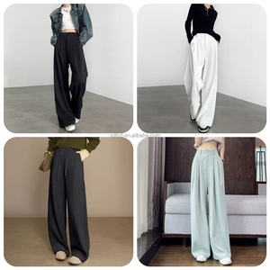 <span class=keywords><strong>Pantalon</strong></span> large décontracté taille haute rétro pour <span class=keywords><strong>femme</strong></span>, personnalisé, à la mode, printemps-été, avec poches, grandes tailles - Product Image 3