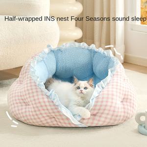 Çevre dostu katı kedi matı evrensel yarı kapalı bebek kedi çekyat kulübesi <span class=keywords><strong>Pet</strong></span> House sıcak kış çıkarılabilir - Product Image 2