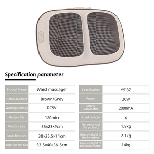 Masseur dorsal avec chaleur, masseur Shiatsu 2 en 1 pour soulager les douleurs du bas du dos, coussin de massage à pétrissage profond 3D - Product Image 6