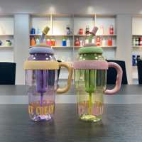Vaso de Plástico Personalizable de 1.2L Botella de Agua Portátil para Mujer y Niña para Beber Jugo Té Ideas con Infusor para Estudiante