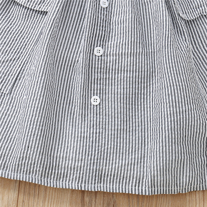 Vestido corto de algodón sin mangas para niña, traje de Diseño a rayas blancas y negras - Product Image 3