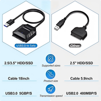 Kabel USB3.0 ke SATA Baru dengan Port DC, Kabel Easy Drive, Mendukung OEM untuk HDTV Laptop HDD/SSD 2.5/3.5