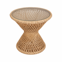 Base de table en rotin PE tressé à la main de couleur naturelle, table d'appoint unique en forme de sablier pour jardin et terrasse