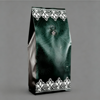 Sac d'emballage pour café avec une subtile finition métallique, fond plat, doublure en aluminium, design à déchirure facile, adapté à l'emballage du café