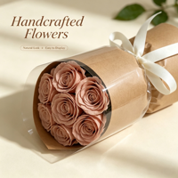 Bouquet de roses éternelles naturelles – Cadeau idéal pour la Saint-Valentin, la fête des Mères, les mariages et la décoration intérieure – Vente en gros