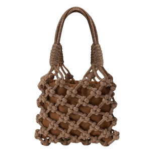 Bolso de mano tejido a mano hueco de diamantes de imitación de diseñador de lujo para banquetes de mujer <span class=keywords><strong>tipo</strong></span> de cierre abierto - Product Image 1