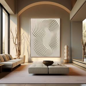 Art mural neutre moderne Wabi Sabi Beige, peinture abstraite verticale moderne sur toile, peinte à la main pour la maison et la galerie - Product Image 4