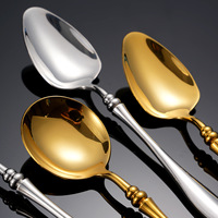 4 pièces de coutellerie de luxe en acier inoxydable cadeau de coutellerie de luxe royal en or avec boîte unique en stock