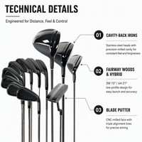 Ensemble de clubs de golf personnalisés avec logo OEM, driver en titane, fers en acier inoxydable, putter, kit complet de 11 pièces pour la location sur le driving range