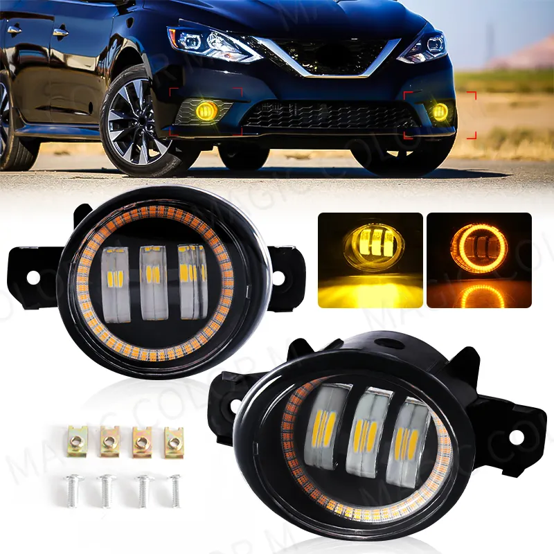 Ensemble de 2 phares antibrouillard Angel Eye pour Nissan x-trail Rogue T32 2014 2015 2016 voiture LED lentille antibrouillard feux de jour DRL H11 12V