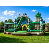 Structure gonflable commerciale combinée avec château rebondissant et parcours d'obstacles pour la location – Rendement élevé sur l'investissement