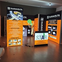 Stand d'exposition personnalisé avec boîte lumineuse publicitaire, système modulaire 10x20 pieds, double comptoir d'accueil, stand d'exposition personnalisé