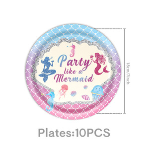 Juego de Vajilla Desechable para Fiesta de Sirenas, Platos, Vasos y Servilletas de Papel para Cumpleaños Infantiles - Product Image 6