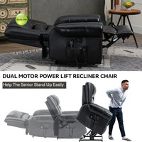 Fauteuil inclinable électrique en cuir véritable avec fonction de levage assisté, massage, chauffage lombaire et port USB pour salon