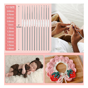 Kit de démarrage pour le crochet et le tricot, fil carré, outils, accessoires, bricolage, ensemble de pratique pour débutants, écologique, crochets ergonomiques de 20 cm - Product Image 4