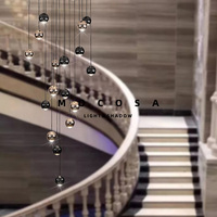 Lustre long LED doré à haute luminosité pour escalier en spirale de villa, style loft, minimaliste, post-moderne, artistique et créatif, pour duplex