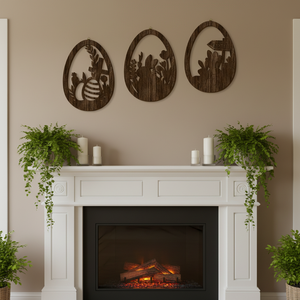 Panneau mural de Pâques en bois avec motif d'œufs en couleur marron, décoration de style mur de <span class=keywords><strong>Berlin</strong></span>, panneau en bois simple - Product Image 5
