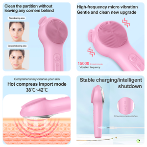 Produits phares - Brosse de soin du visage électrique en silicone personnalisée pour le massage par vibration, <span class=keywords><strong>nettoyage</strong></span> en profondeur des pores, exfoliation - Product Image 2