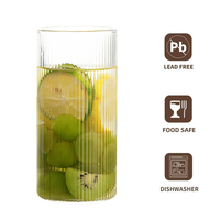 Ensemble de gobelets en verre borosilicate côtelé 250 ml 350 ml, résistants à la chaleur, à rayures verticales, transparents, pour café, jus, eau