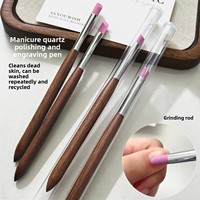 Lime à ongles en quartz à manche en bois, réutilisable, pour retirer les cuticules et polir, idéale pour les salons et la manucure DIY