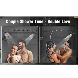 <span class=keywords><strong>Kit</strong></span> de <span class=keywords><strong>douche</strong></span> américain en acier inoxydable à 3 fonctions Support de main dissimulé pour double pommeau de <span class=keywords><strong>douche</strong></span> Support de tige d'extension pour couples - Product Image 2