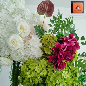 Arco Floreale in Seta di Ortensie Bordeaux <span class=keywords><strong>alla</strong></span> <span class=keywords><strong>Moda</strong></span> per Matrimoni e Feste, Decorazione Metallica di Alta Qualità per Natale - Product Image 5