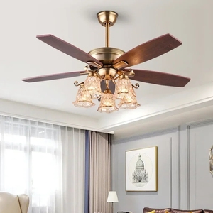 Lampes LED pour restaurant, plafonnier simple de style européen, avec lumière, ventilateur rétro de style campagnard, lustre - Product Image 4