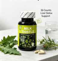 Suplemen Detoksifikasi Hati OEM Custom 36 Kapsul Milk Thistle dengan Kunyit Pueraria Inositol Mendukung Kesehatan Hati