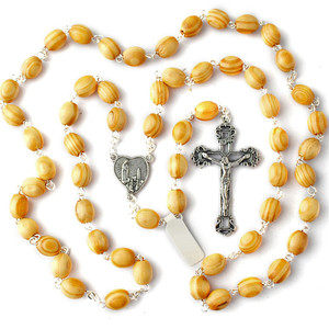 Chapelet <span class=keywords><strong>de</strong></span> chaîne à perles en bois, pin antique, avec pendentif religieuse <span class=keywords><strong>de</strong></span> fatma, pièce du Center, collier avec Crucifix religieux - Product Image 2