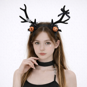 2025 Halloween corne de cerf <span class=keywords><strong>neige</strong></span> bandeau filles citrouille horreur effrayant bandeau de cheveux filles enfants alliage tissu léger cheveux - Product Image 4