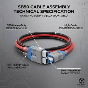헤비 듀티 6 게이지 SB50 스타일 연결 케이블(링 러그 포함) 16mm² PVC 배선 하네스 (RV 카라반 배터리 저장 시스템용) - Product Image 5