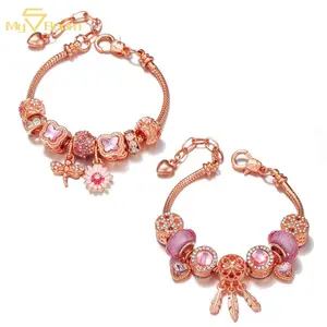 Nouveau Haute Qualité Bijoux Rose Autriche Cristal Avec Opale Femmes Enfants Charme Marguerite Fée Dream Catcher Bracelet