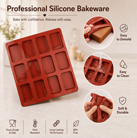 12-Loch Quadratische Silikon-Kuchenformen für DIY-Handgemachte Seife, Wiederverwendbare Schokoladen-, Kuchen- und Kerzenform, Backzubehör