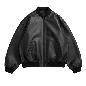 Chaqueta de Cuero Genuino Personalizada OEM para Hombre, Abrigo con un Solo Botón, Cortavientos, Talla Grande, para Motocicleta, Invierno, Casual, de Piel de Vaca, Tinte Liso, 3D - Product Image 1