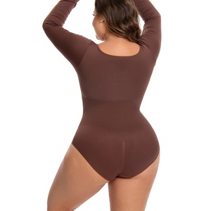 Body Modellante Senza Cuciture in Nylon HAGO, Shapewear Intero da Donna ad Alta Elasticità con Maniche Lunghe <span class=keywords><strong>per</strong></span> Snellire <span class=keywords><strong>la</strong></span> <span class=keywords><strong>Pancia</strong></span> e Sollevare i Glutei - Product Image 4