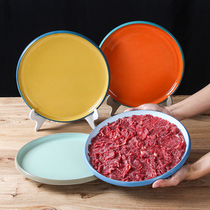Two Tone Melamine Beef <b>Plate</b> Round Solid Color Hot Pot Restaurant Tableware Side Dish <b>Plate</b> For Sliced Beef Rolls Commercial - Product Image 3