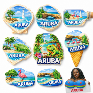 Imán de Resina Personalizado de la Playa de <span class=keywords><strong>Aruba</strong></span>, Recuerdo Decorativo, Regalo Turístico, Recuerdo Magnético de Viaje al por Mayor - Product Image 3