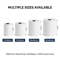 Rollo de Papel Térmico de Una Sola Capa de 80x80mm, 80x60mm, 57x40mm, 65gsm, al por Mayor, para Impresoras de Punto de Venta y Cajeros Automáticos de Supermercados