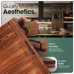 Grande couverture de cuisinière en pin et plateau décoratif avec poignées, couvercle de cuisinière multifonctionnel et planche <span class=keywords><strong>à</strong></span> découper pour la cuisine - Product Image 6