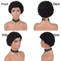 Perruque Synthétique Courte Bouclée Afro Kinky Naturelle et Élégante Sans Colle pour Femme – Perruque Pixie Bouclée Synthétique Quotidienne Sans Lacets