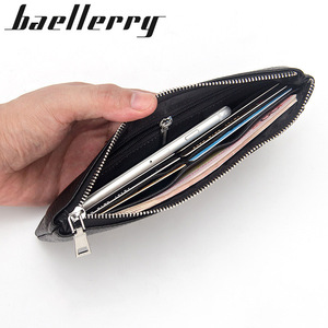กระเป๋าสตางค์ใบยาวสำหรับผู้ชายแบรนด์ Baellerry หนังแท้ ซิปอเนกประสงค์ สีดำกาแฟ ลายเรียบ ใช้ได้ทุกวัน - Product Image 1