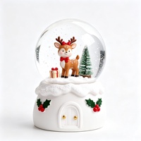 Globo de Nieve de Resina con Dibujos Animados Navideños, Figura de Animal Adorable, Adorno de Bola de Nieve, Recuerdo Navideño, Regalo, Decoración para Mesa del Hogar
